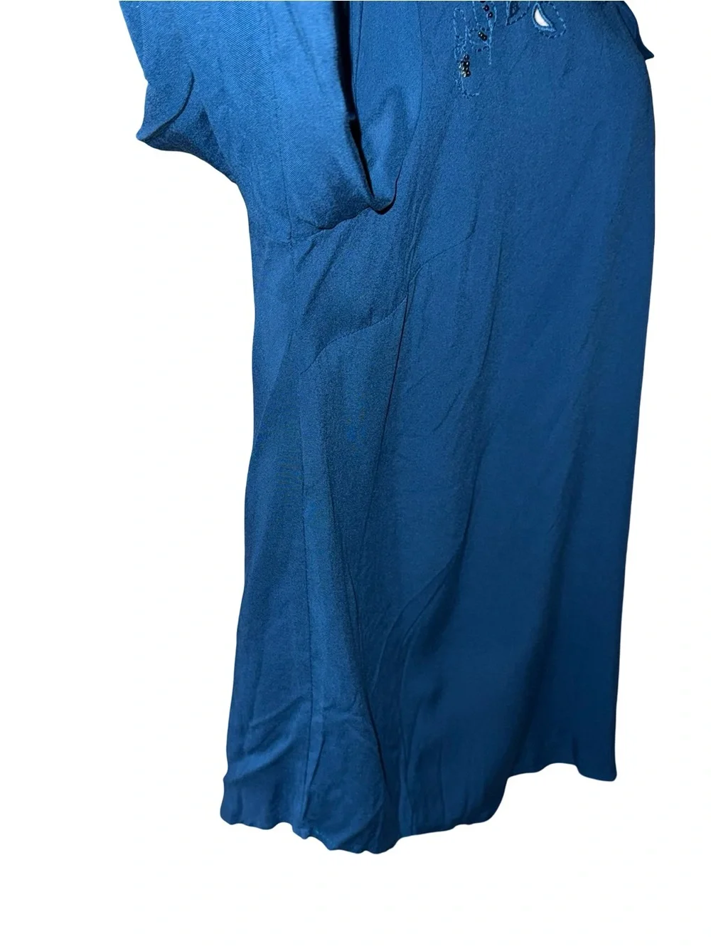 Torrid Poseidon Blue Challis Beaded Peasant Blouse Cutout Lace Top Plus Size 1X - Picture 7 of 13